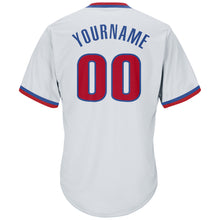 Load image into Gallery viewer, Custom White Red-Royal Authentic Throwback Rib-Knit Baseball Jersey Shirt
