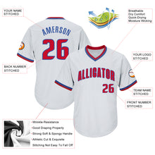 Load image into Gallery viewer, Custom White Red-Royal Authentic Throwback Rib-Knit Baseball Jersey Shirt