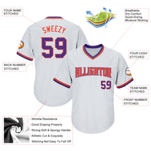 Load image into Gallery viewer, Custom White Purple-Orange Authentic Throwback Rib-Knit Baseball Jersey Shirt