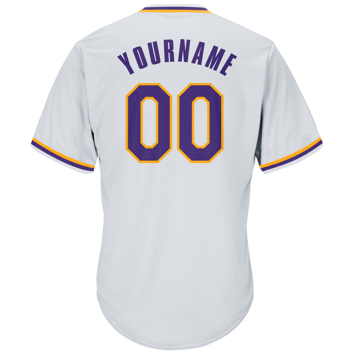 Custom White Purple-Gold Hook Stripe Fashion Authentic Baseball Jersey