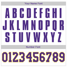 Load image into Gallery viewer, Custom White Purple-Gold Authentic Throwback Rib-Knit Baseball Jersey Shirt