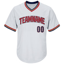Load image into Gallery viewer, Custom White Navy-Red Authentic Throwback Rib-Knit Baseball Jersey Shirt