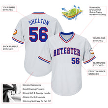 Load image into Gallery viewer, Custom White Royal-Red Authentic Throwback Rib-Knit Baseball Jersey Shirt