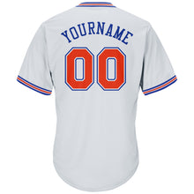 Load image into Gallery viewer, Custom White Orange-Royal Authentic Throwback Rib-Knit Baseball Jersey Shirt