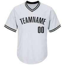 Load image into Gallery viewer, Custom White Black Authentic Throwback Rib-Knit Baseball Jersey Shirt