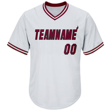 Load image into Gallery viewer, Custom White Maroon-Black Authentic Throwback Rib-Knit Baseball Jersey Shirt