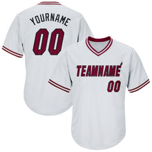 Load image into Gallery viewer, Custom White Maroon-Black Authentic Throwback Rib-Knit Baseball Jersey Shirt