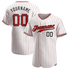 Load image into Gallery viewer, Custom White Red Pinstripe Red-Black Authentic Baseball Jersey