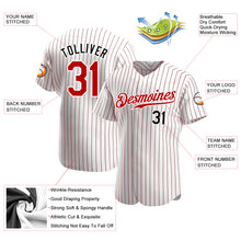 Load image into Gallery viewer, Custom White Red Pinstripe Red-Black Authentic Baseball Jersey