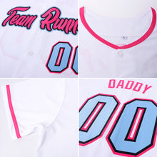 Load image into Gallery viewer, Custom White Light Blue-Pink Authentic Baseball Jersey