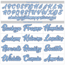 Load image into Gallery viewer, Custom White Light Blue Pinstripe Light Blue-Navy Authentic Baseball Jersey