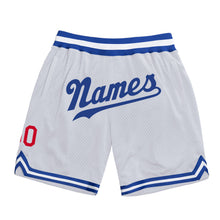 Load image into Gallery viewer, Custom White Royal-Red Authentic Throwback Basketball Shorts