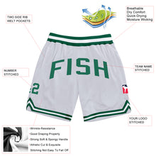 Load image into Gallery viewer, Custom White Kelly Green Authentic Throwback Basketball Shorts