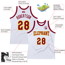 Load image into Gallery viewer, Custom White Maroon-Gold Authentic Throwback Basketball Jersey