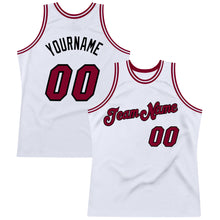 Load image into Gallery viewer, Custom White Maroon-Black Authentic Throwback Basketball Jersey