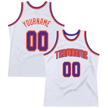 Load image into Gallery viewer, Custom White Purple-Orange Authentic Throwback Basketball Jersey