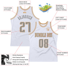 Load image into Gallery viewer, Custom White Steel Gray-Old Gold Authentic Throwback Basketball Jersey