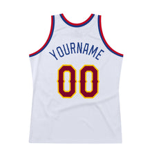 Load image into Gallery viewer, Custom White Maroon-Royal Authentic Throwback Basketball Jersey