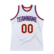 Load image into Gallery viewer, Custom White Maroon-Royal Authentic Throwback Basketball Jersey