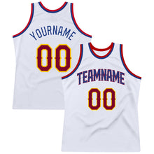 Load image into Gallery viewer, Custom White Maroon-Royal Authentic Throwback Basketball Jersey