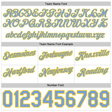 Load image into Gallery viewer, Custom White Light Blue-Gold Authentic Throwback Basketball Shorts