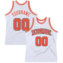 Load image into Gallery viewer, Custom White Orange-Gray Authentic Throwback Basketball Jersey
