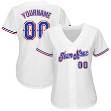 Load image into Gallery viewer, Custom White Royal-Red Authentic Baseball Jersey