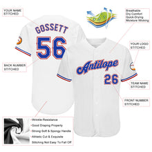 Load image into Gallery viewer, Custom White Royal-Red Authentic Baseball Jersey