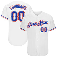 Load image into Gallery viewer, Custom White Royal-Red Authentic Baseball Jersey
