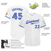 Load image into Gallery viewer, Custom White Royal Authentic Baseball Jersey