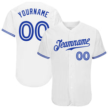 Load image into Gallery viewer, Custom White Royal Authentic Baseball Jersey