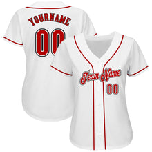 Load image into Gallery viewer, Custom White Red-Black Authentic Baseball Jersey
