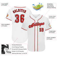 Load image into Gallery viewer, Custom White Red-Black Authentic Baseball Jersey
