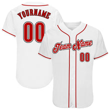 Load image into Gallery viewer, Custom White Red-Black Authentic Baseball Jersey