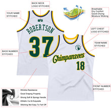 Load image into Gallery viewer, Custom White Hunter Green-Gold Authentic Throwback Basketball Jersey