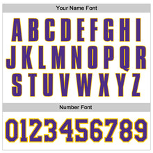 Load image into Gallery viewer, Custom White Purple-Gold Authentic Throwback Basketball Jersey