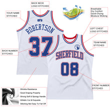 Load image into Gallery viewer, Custom White Royal-Red Authentic Throwback Basketball Jersey