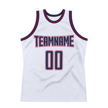 Load image into Gallery viewer, Custom White Navy-Red Authentic Throwback Basketball Jersey