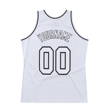 Load image into Gallery viewer, Custom White White-Black Authentic Throwback Basketball Jersey