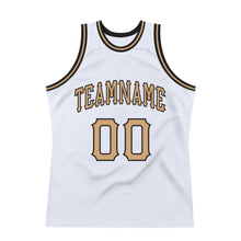 Load image into Gallery viewer, Custom White Old Gold-Black Authentic Throwback Basketball Jersey
