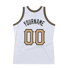 Load image into Gallery viewer, Custom White Old Gold-Black Authentic Throwback Basketball Jersey