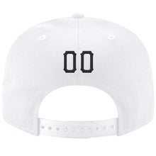 Load image into Gallery viewer, Custom White Black-Gold Stitched Adjustable Snapback Hat
