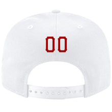 Load image into Gallery viewer, Custom White Red-Black Stitched Adjustable Snapback Hat