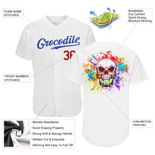 Load image into Gallery viewer, Custom White Royal-Red Authentic Skull Fashion Baseball Jersey