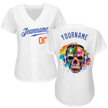Load image into Gallery viewer, Custom White Royal-Orange Authentic Skull Fashion Baseball Jersey