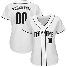 Load image into Gallery viewer, Custom White Black Authentic Baseball Jersey
