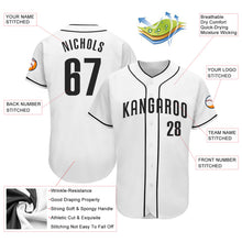 Load image into Gallery viewer, Custom White Black Authentic Baseball Jersey