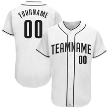 Load image into Gallery viewer, Custom White Black Authentic Baseball Jersey