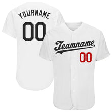 Load image into Gallery viewer, Custom White Black-Red Authentic Baseball Jersey