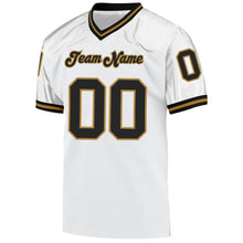 Load image into Gallery viewer, Custom White Black-Old Gold Mesh Authentic Throwback Football Jersey